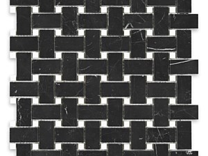 Negro Marquina Marble Basketweave with White Dot Polished or Honed